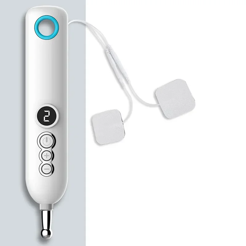 สมาร์ท Meridian ปากกาอิเล็กทรอนิกส์ชาร์จฝังเข็มปากกานวดปากกา PULSE Acupoint กายภาพบําบัด Electrode Patch Massager