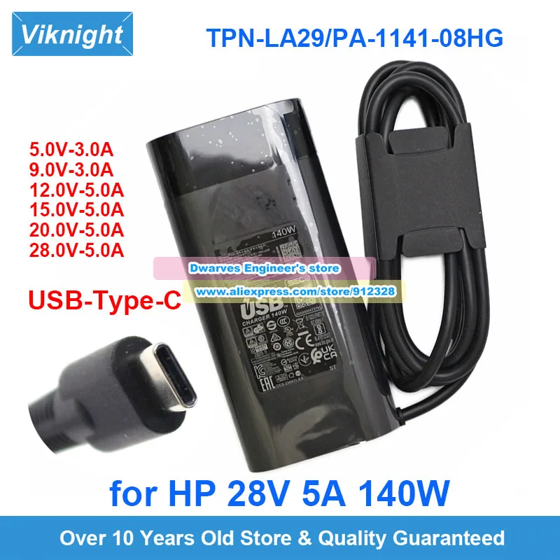 

Genuine 28V 5A 140W AC Adapter TPN-LA29 PA-1141-08HG For HP N22270-011 Laptop Power Supply 5V-3A/9V-3A/12V-5A/15V-5A/20V-5A
