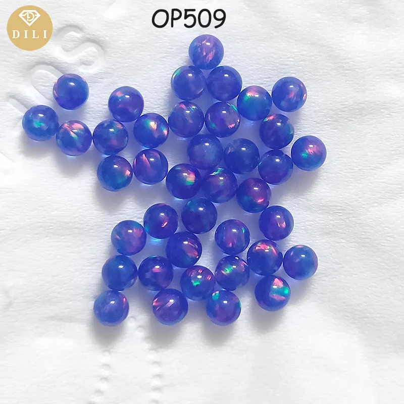 Free Shipping OP509 2mm 3mm 4mm 5mm  Semi-Transparent  Blue Synthetic Round Ball Shape Jelly Opal Bead