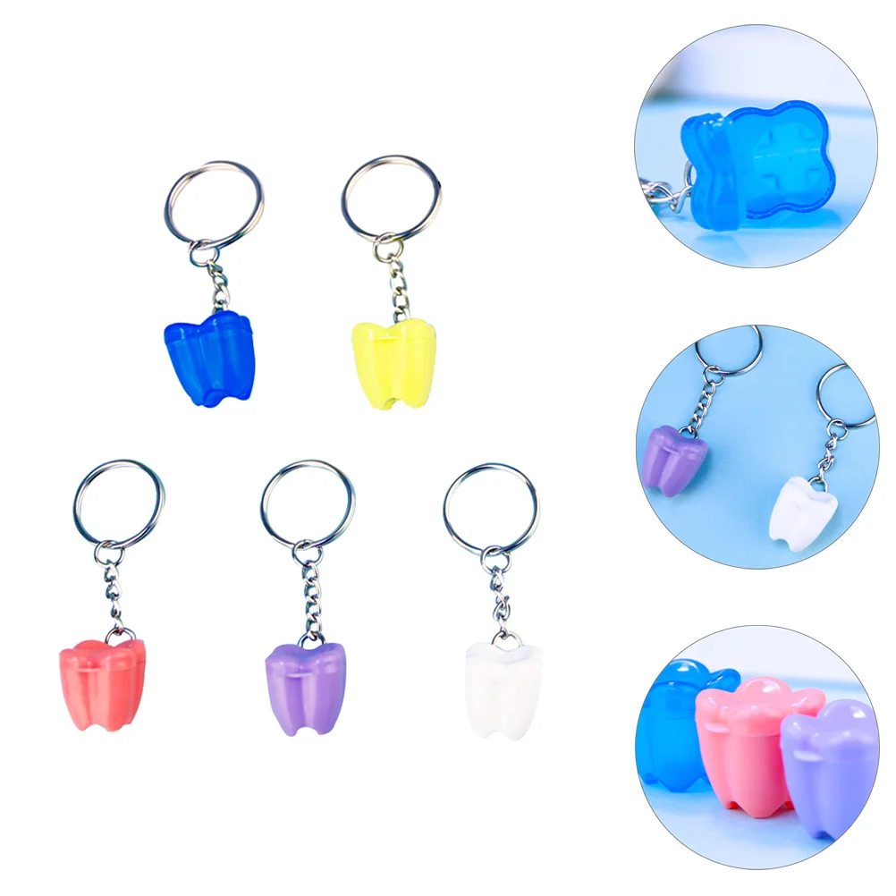 

5 Pcs Baby Teeth Keychain Tooth Souvenir Case Preservation Organizer Box Plastic Material