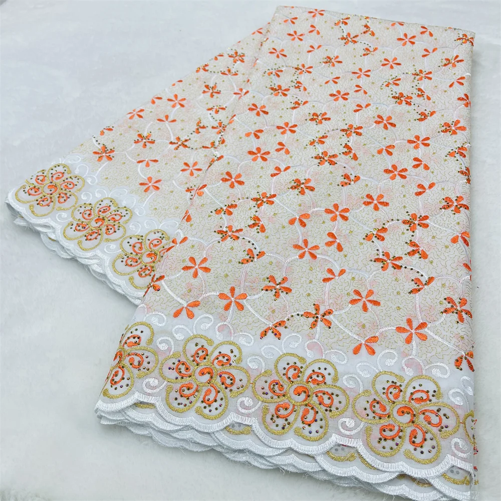 

2026 5 Yards Nigerian Cotton Lace Fabric Luxury Embroidery Lace High Quality Swiss Voile Lace Material For Women Wedding Dresses