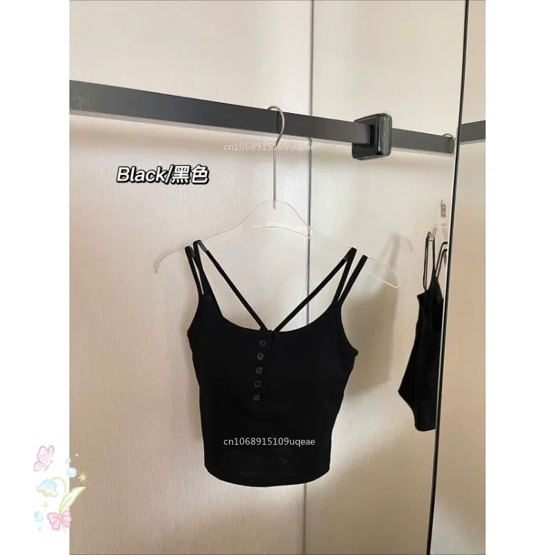 Rompi Tank Top Rajut Warna Solid Baru Kamisol Renda Seksi Wanita dengan Atasan Crop Bantalan Dada Kaus Tanpa Lengan Kaus Ramping Wanita