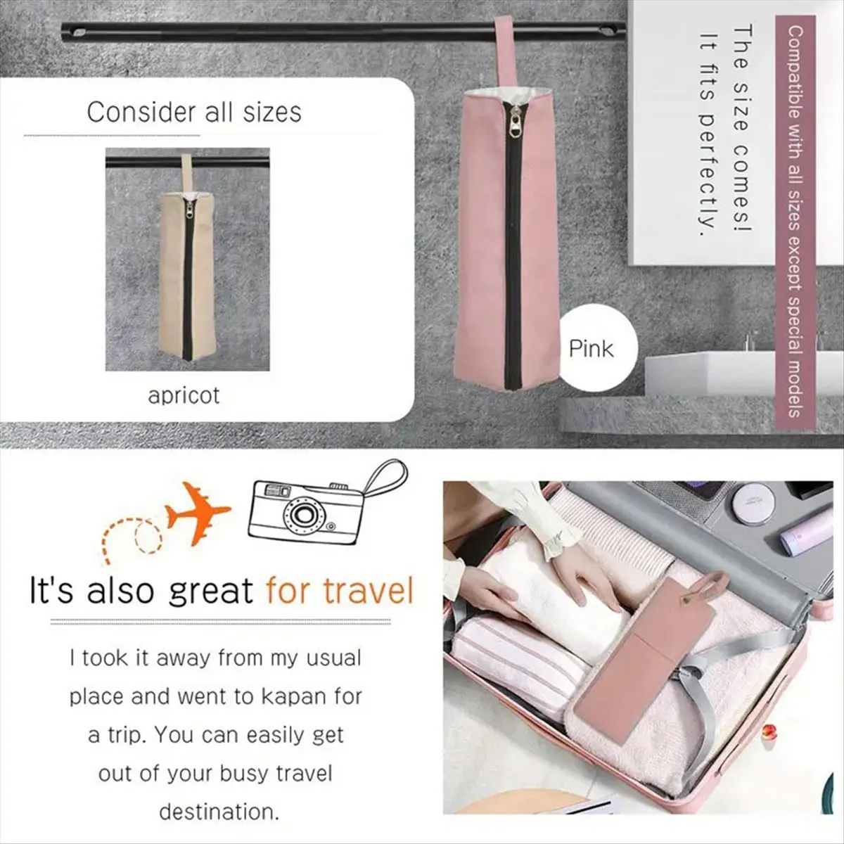 ABJS Hot Iron Holder & Mat, Heat Heat ResistingTravel Bag for Curling Iron, Flat Iron - Hair Tool Organizer for Home Pink