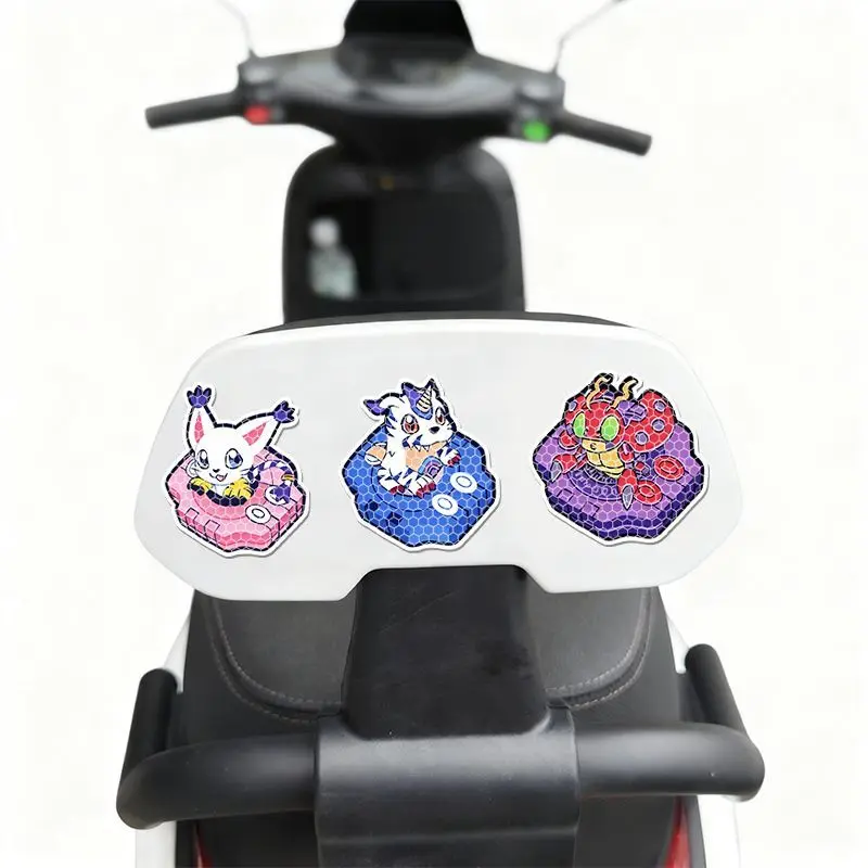 Digimon Anime Cartoon Creative Reflective Sticker for Electric Scooters, Decorative Motorcycle Scratch-Proof Waterproof Sticker view 5
