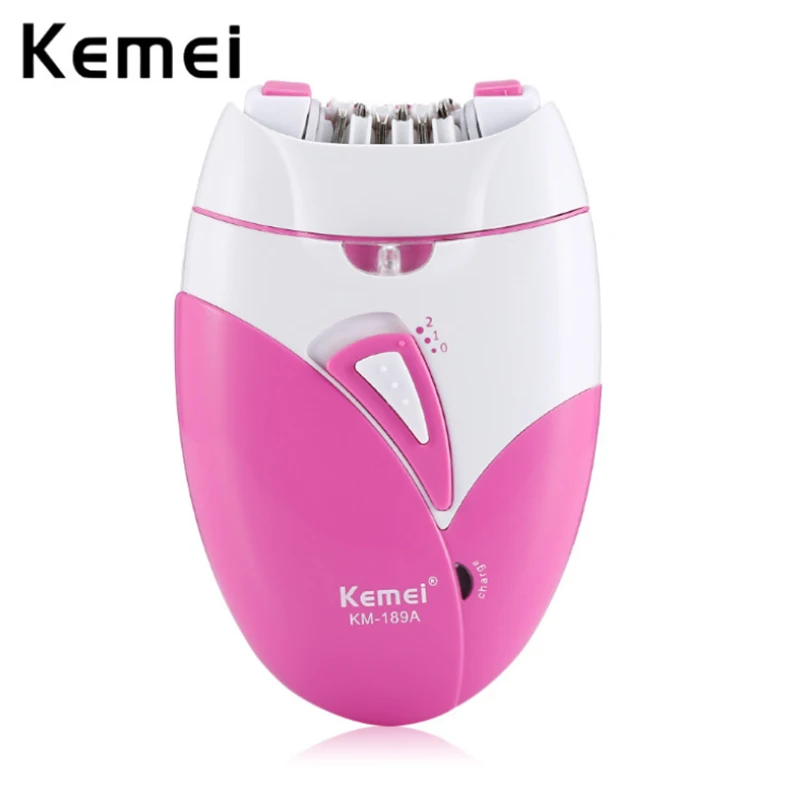 Kemei เครื่องกำจัดขนบนร่างกายแบบชาร์จไฟได้, เครื่องโกนขนแบบบิกินี่แบบไม่เจ็บปวดสำหรับผู้หญิงใช้ใน189A