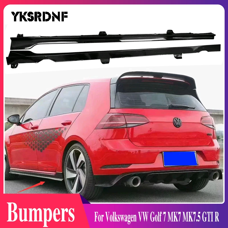 

For Volkswagen VW Golf 7 MK7 MK7.5 2014 2015 2016 2017 GOLF TCR Style Unpainted/Glossy Black ABS Racing Car Bodykit Side Skirts