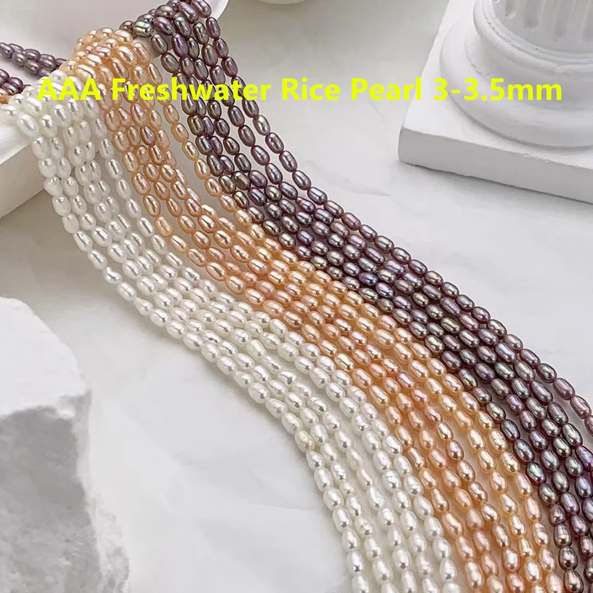 

AAA Small Pearl Natural Freshwater Rice Pearl 3-3.5mm For Jewelry Making DIY Necklace Earrings Bracelet Accessory Length 36cm
