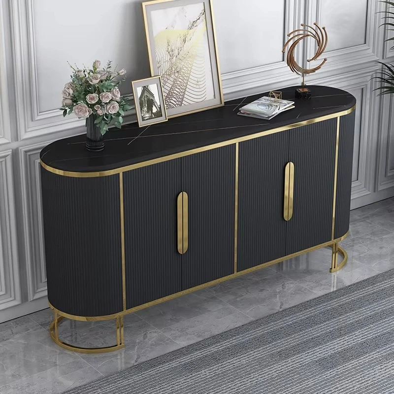 Stainless steel legs living room furniture sideboard stone top side cabinet table