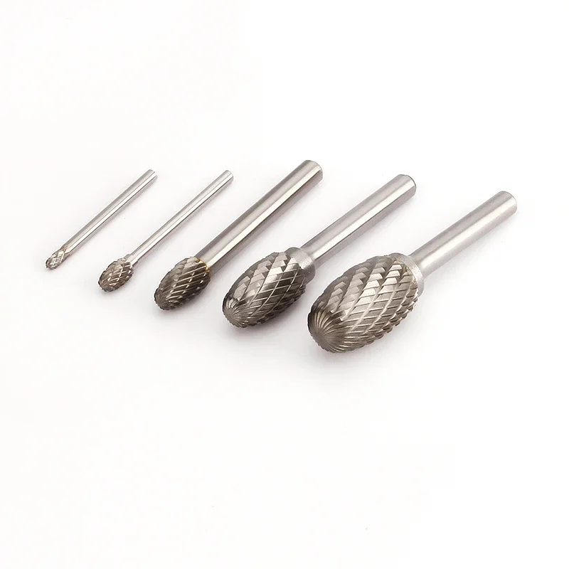 Oval Type Carbide Tungsten Steel 1Pcs Rotating Rake Double Slot Grinding Head E-shaped Metal Woodworking Wood Carving Tool