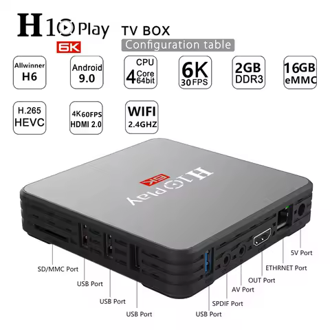 Inventory H10 PLAY Smart Android 9.0 TV box H6 Quad-Core 2GB 16GB 4K TV BOX 2.4G WiFi Set Top Box Media Player