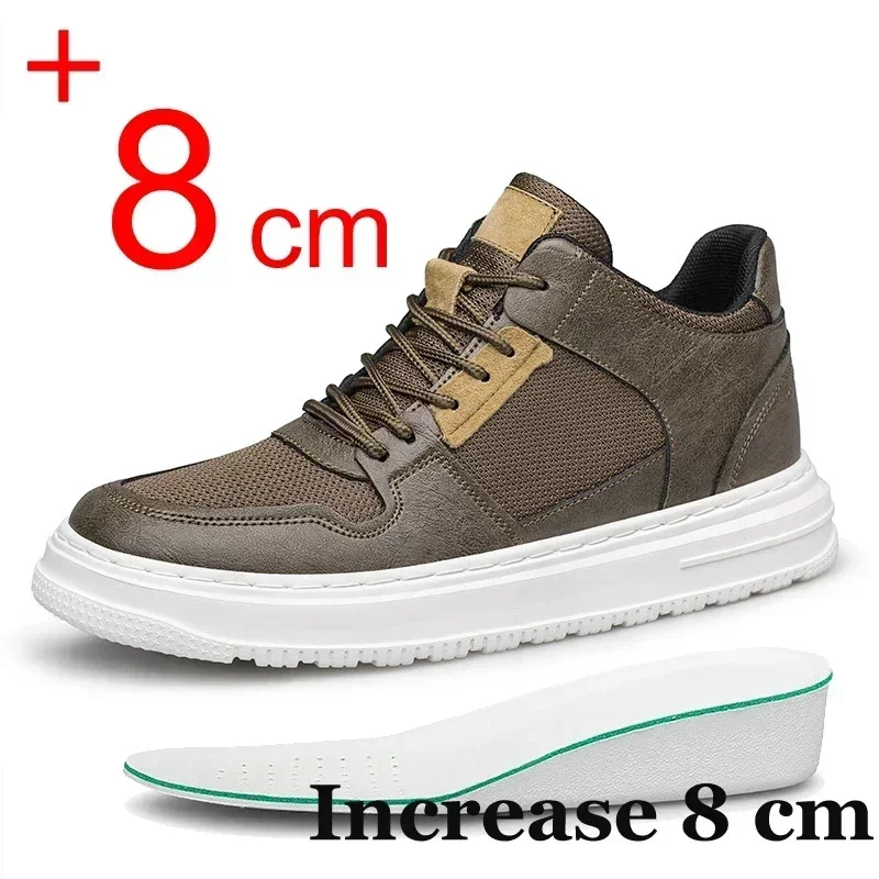 Verão malha homens tênis elevador sapatos moda chunky aumentar palmilha 6cm 8cm respirável esportes casuais sapatos de altura para o homem 46