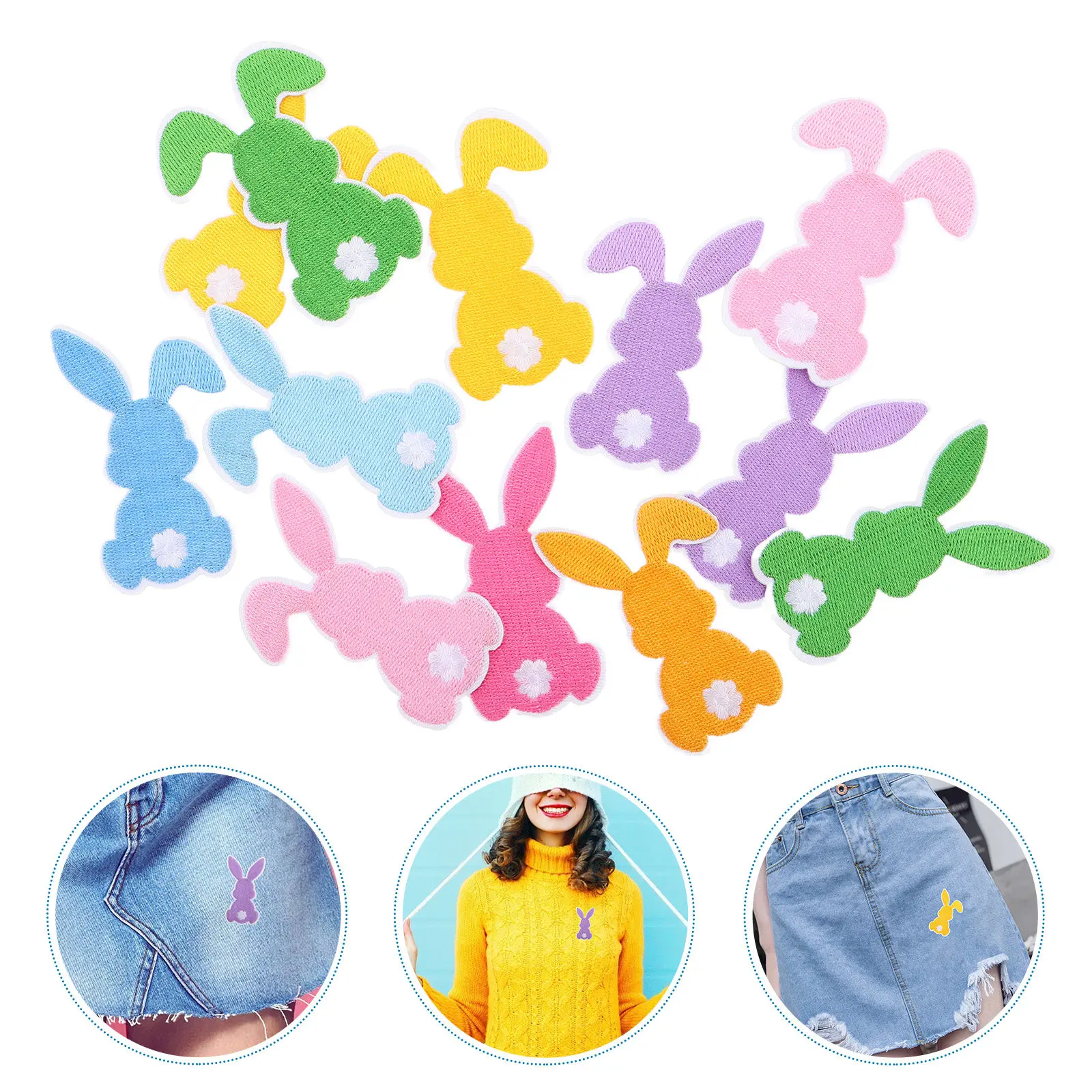 

Набор из 12 вышитых нашивок с пасхальными кроликами, термоклеевые аппликации в виде милых мультяшных кроликов для сумок, одежды, путешествий и вечеринок