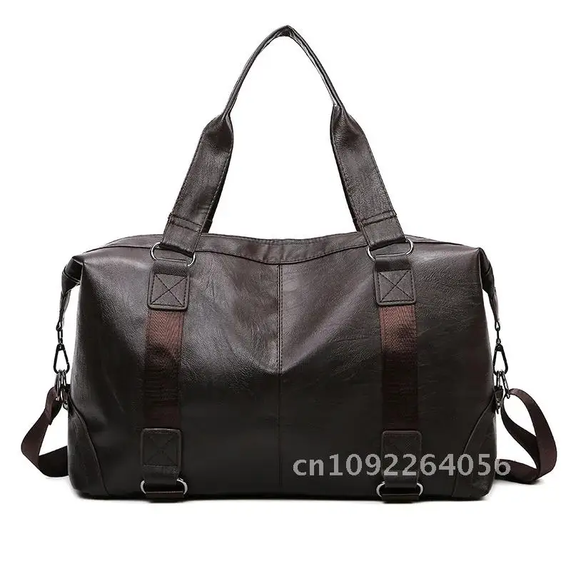 

2023 New Men's Business PU Travel Handbag Soft Handheld Texture Leather TrainingLarge Sports Shoulder Capacity Crossbody Bag