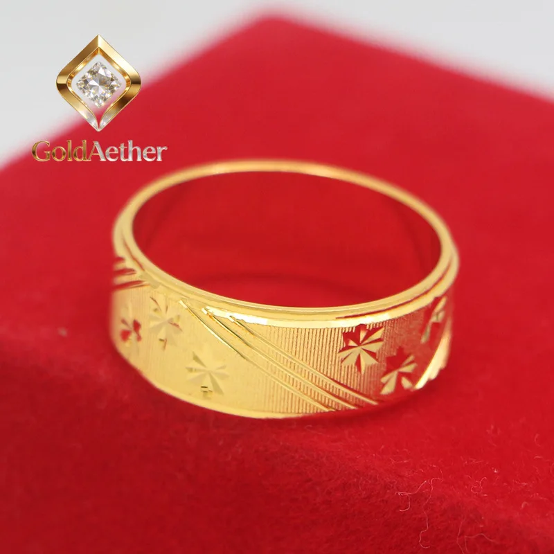 

GoldNouveau Luxury 24K 9999 Pure Gold real gold Men's and Women's Couple Ring Pattern Ring