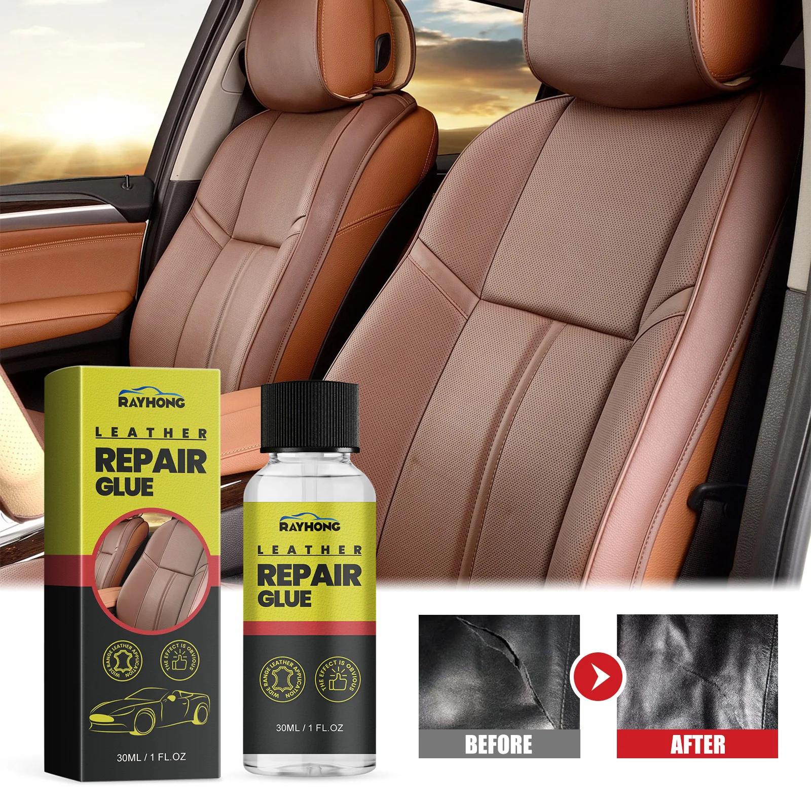 

30ml Leather Repair Glue - Car Seat & Furniture Crack Fix Kit, Helps Bond Leather Scratches & Tears for Sofa, Jacket, Shoes