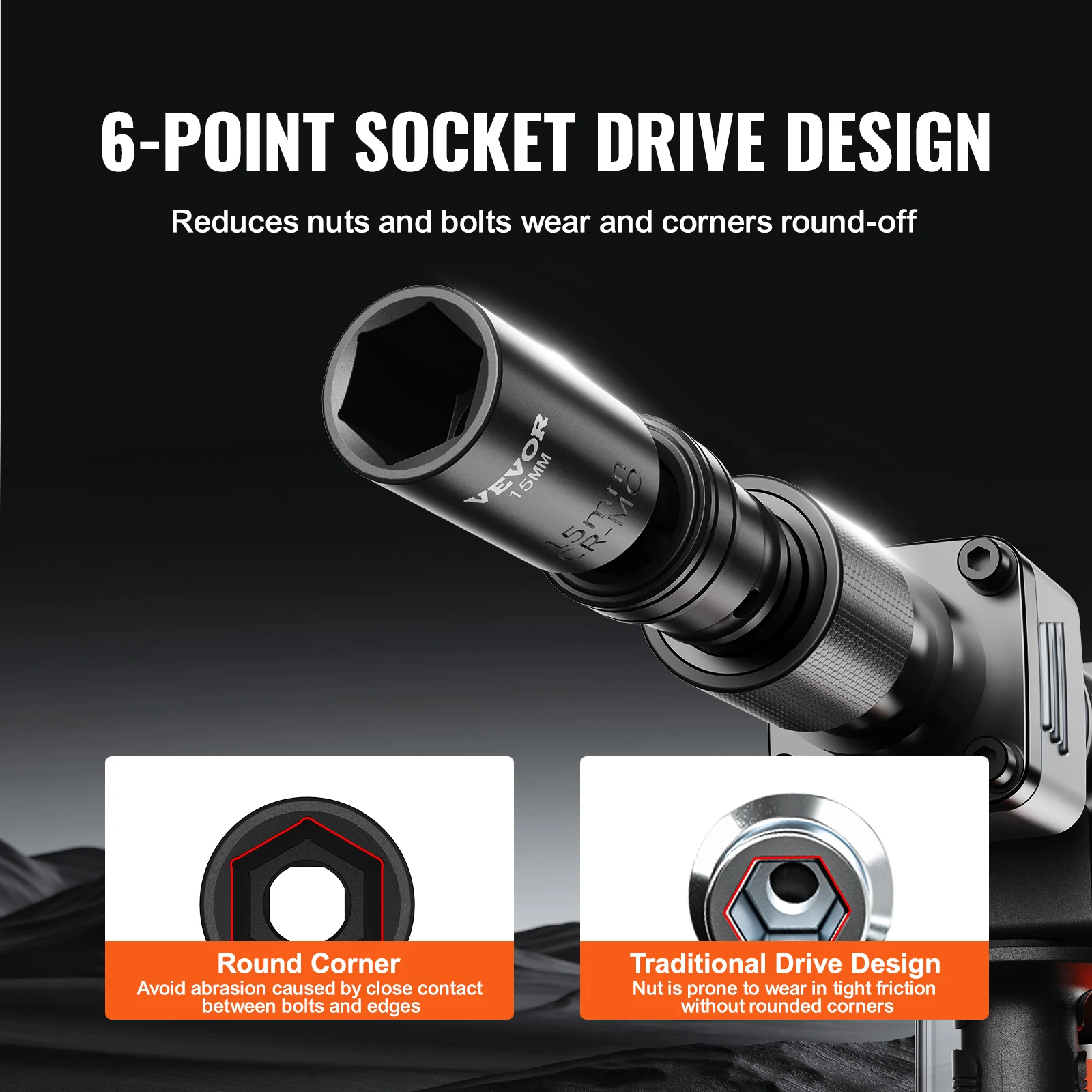 SucceBuy 360 Degree Swivel Impact Socket Set 3/8\
