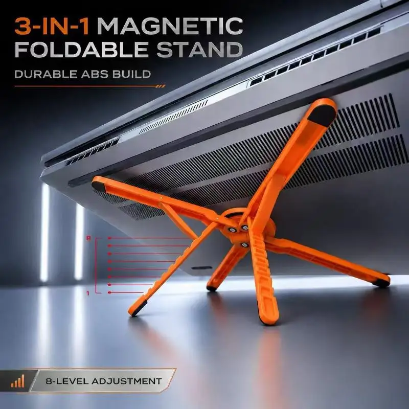 Foldable 360° Rotating Magnetic Phone Stand Aluminum Alloy Portable Holder for Travel Flight Entertainment Use