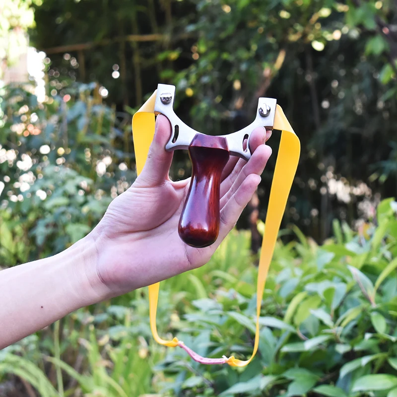 Sandalwood Y-Shaped Slingshot Top Clamp Multiple Bundle Options with Band Clay Balls Pouch Outdoor Practice