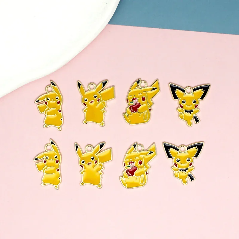 Hot Pokemon DIY Alloy Accessories Pikachu Necklaces Pendants Drip Oil Pendants Handmade Materials Manufacturer Direct Sales