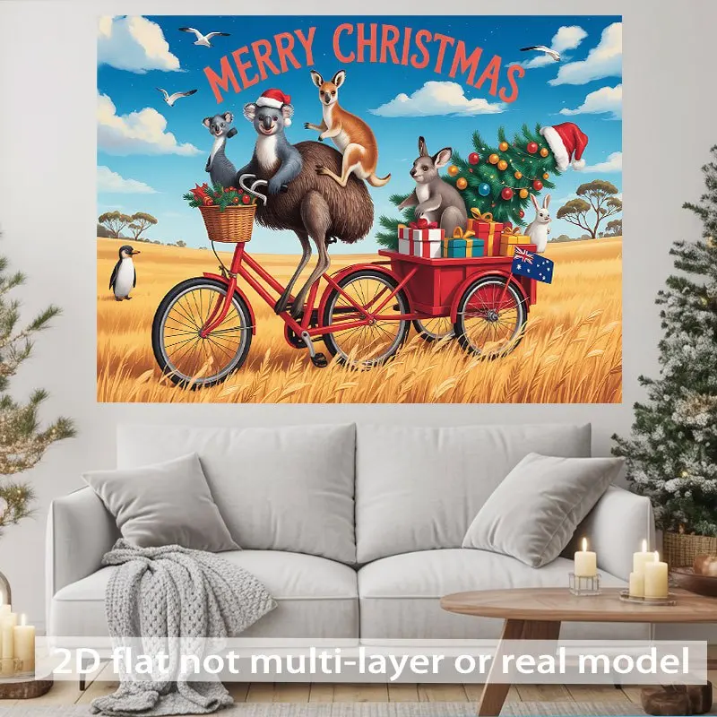 2D Flat, 2D flat banner 1pc, Australian Christmas Celebration, for Family Party Events, Wedding, Birthday Party, Coming-of-age,
