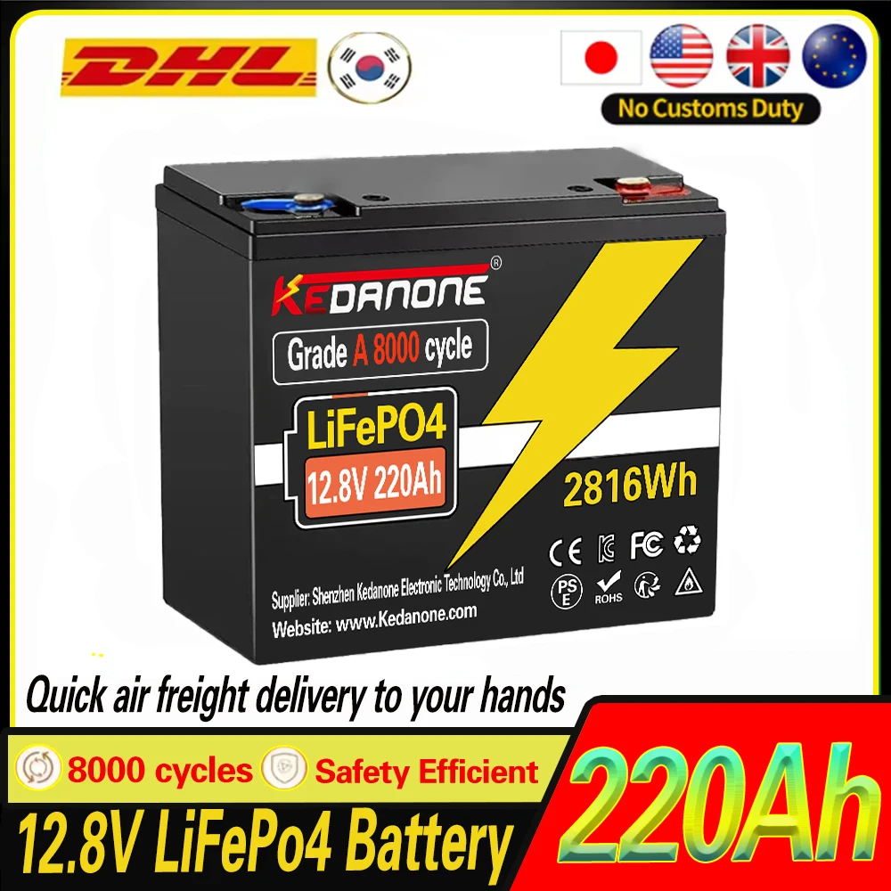 

100%New 32700 220Ah 12.8V lithium iron phosphate battery Built-in 220A BMS,forSolar Marine Overland Off-Grid LiFePo4Batt