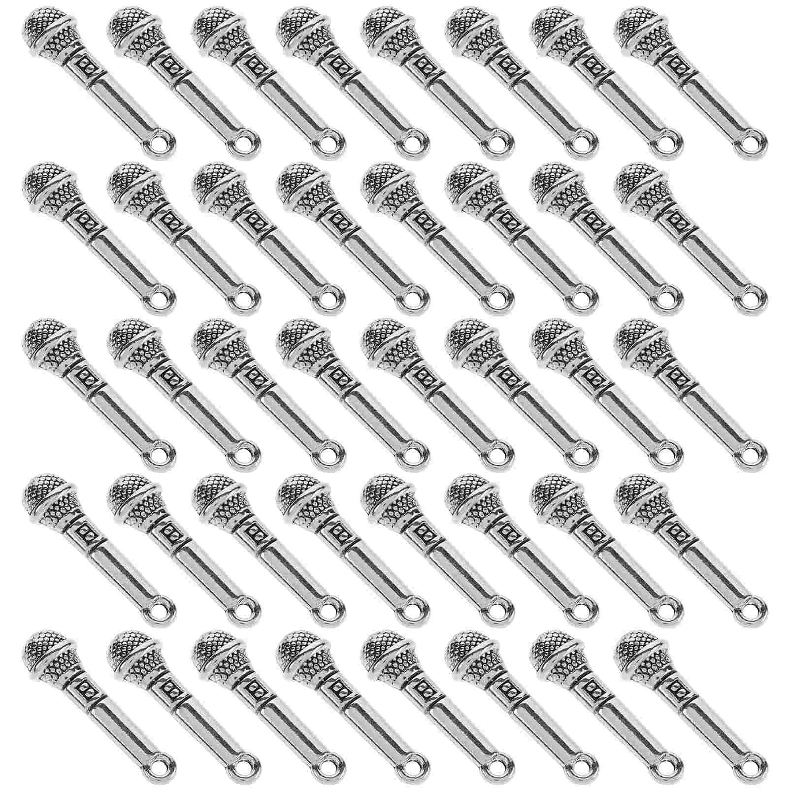 

50 Pcs Vintage Zinc Alloy Mini Microphone Charm Pendant Diy Jewelry Making Accessories Metal Music Beads Singer Necklace
