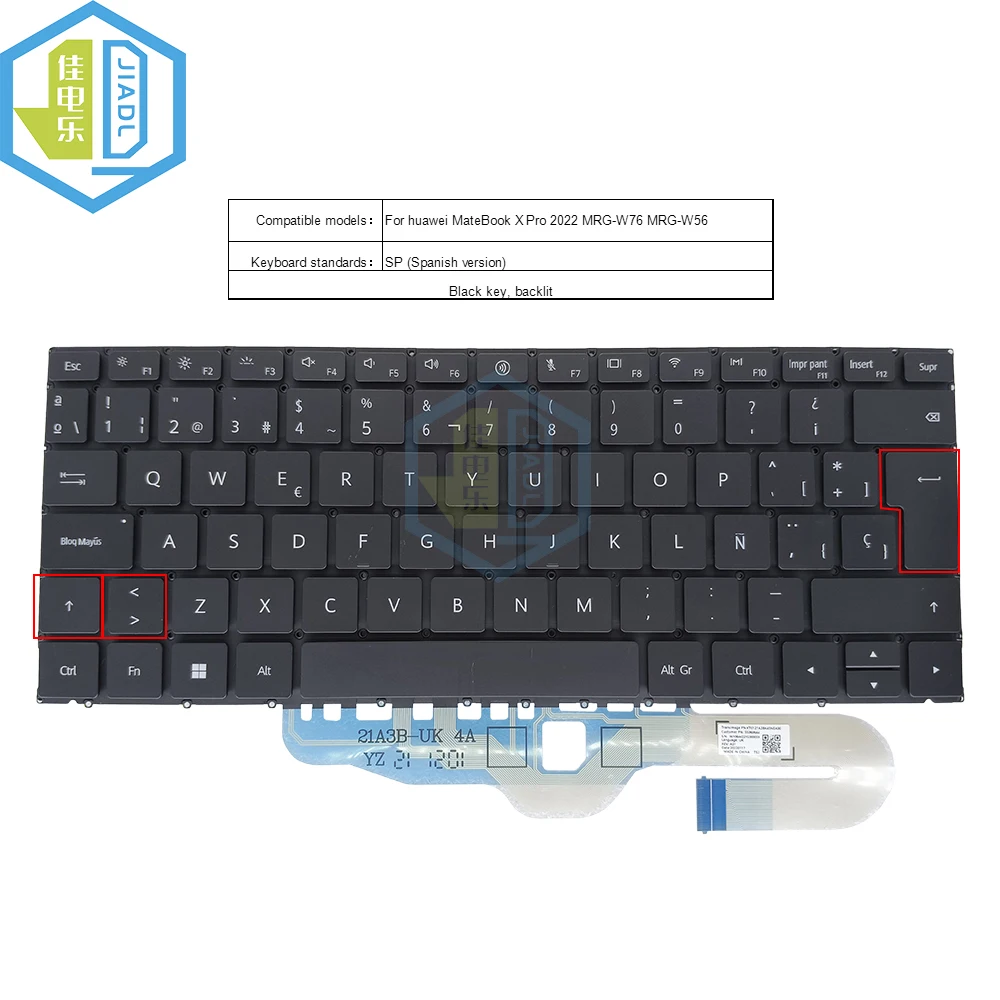 

New SP Spain backlit keyboard For HUAWEI MateBook X Pro 2022 MRG-W76 MRG-W56 MRGF-X KT0121A3BK45NEA00 55060644 WY0644221G000355