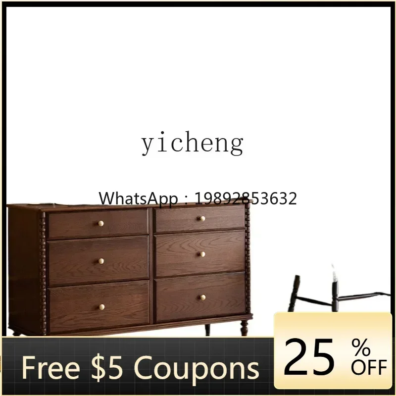 

BB Vintage Solid Wood Chest of Six Drawers Dressing Table Integrated Bedroom Tailstock Storage Storage Cabinet