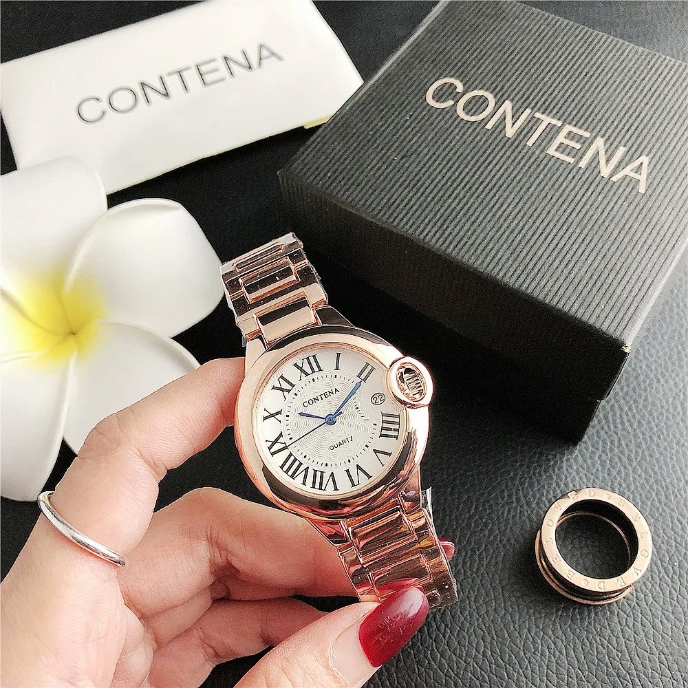 New Top Brand Luxury Stainless Steel Men and Women Luxury Atmosphere Quartz Watches Fashion Women Date Watch Suit Gift for Women