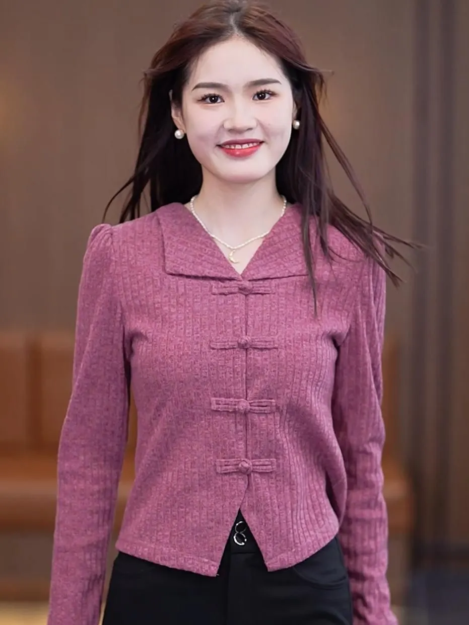 

Модный короткий вязаный свитер для женщин с длинным рукавом, базовый слой, внутренняя одежда, облегающий, в корейском стиле, трендовый топ