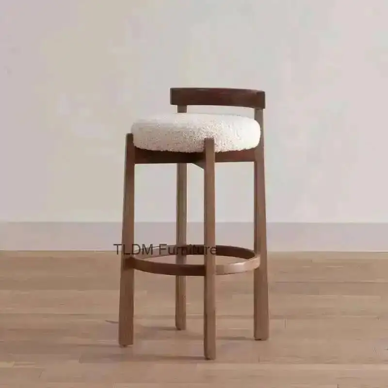 

Minimalist Bar Chairs Solid Wood Island Relax Adults High Chairs Light Luxury Comfortable Taburetes De Bar Home Furniture