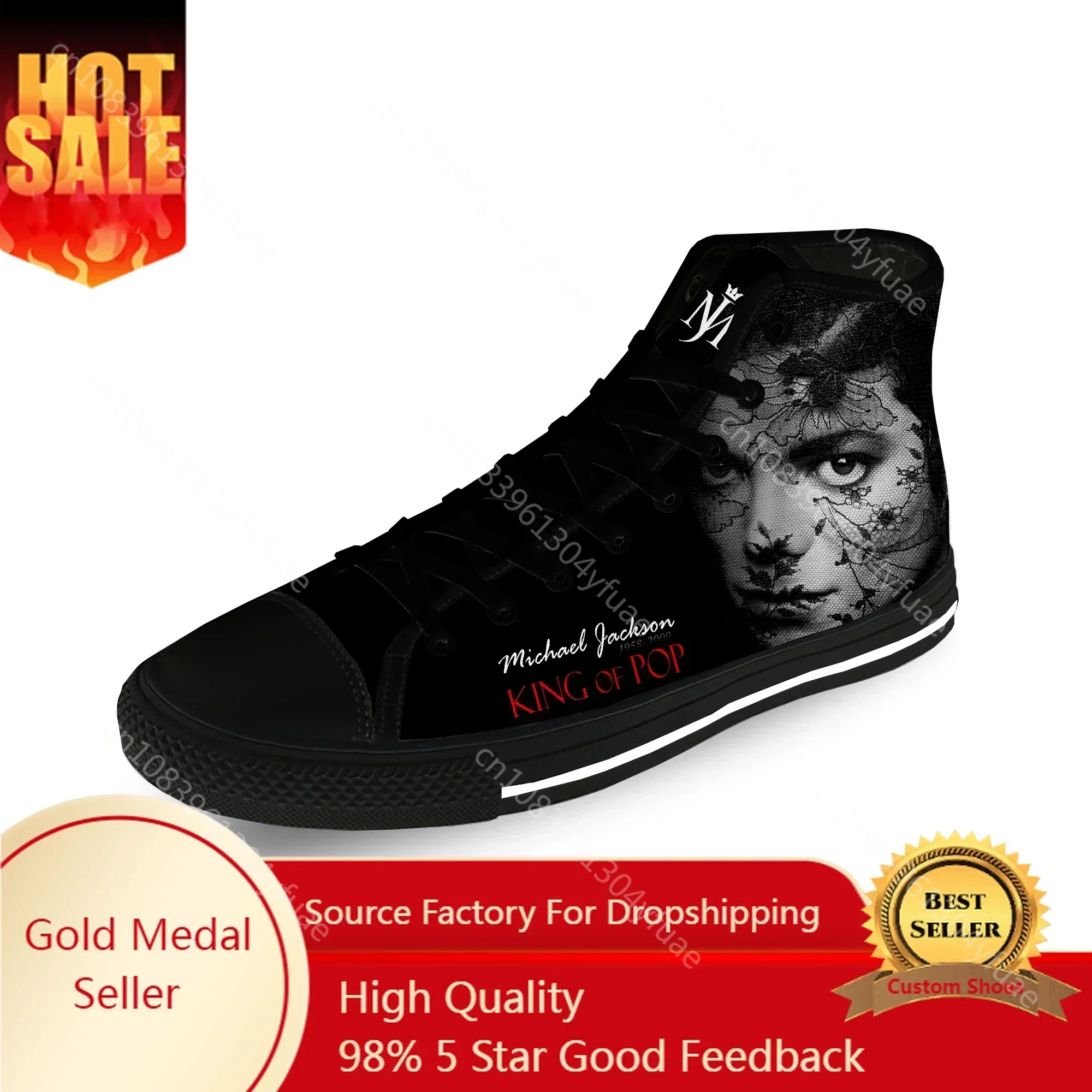 

Michael Jackson Cool Funny Casual Cloth 3D Print High Top Canvas Fashion Funny Shoes Men Women Lightweight Breathable Sneakers