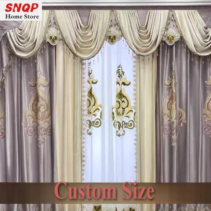 

Custom Size European Thickened Velvet Embroidery Blackout Fashion Luxury Curtains for Living Dining Room Bedroom Door Elegant