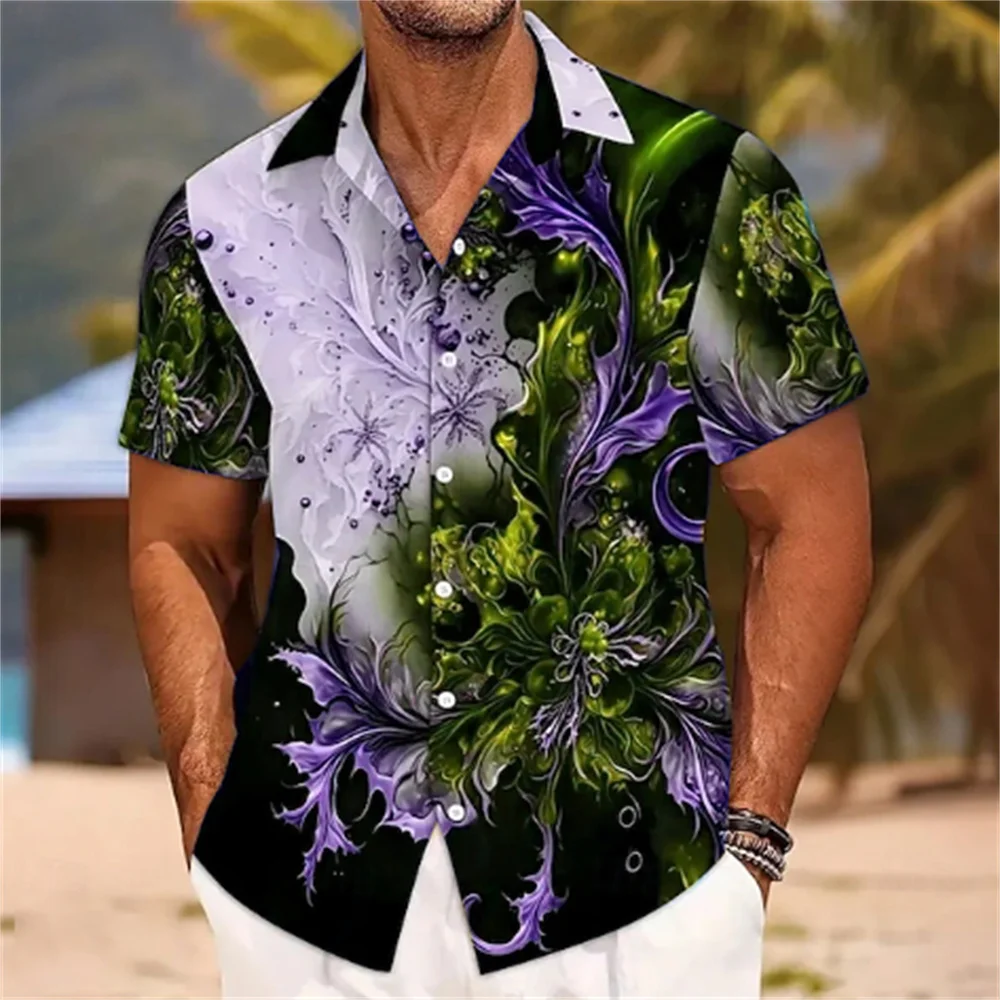 New Men's Short Sleeve Shirt Fashion Shirt Hawaiian Casual Lapel Shirt Comfortable Vacation Travel Large Size Men's Tops