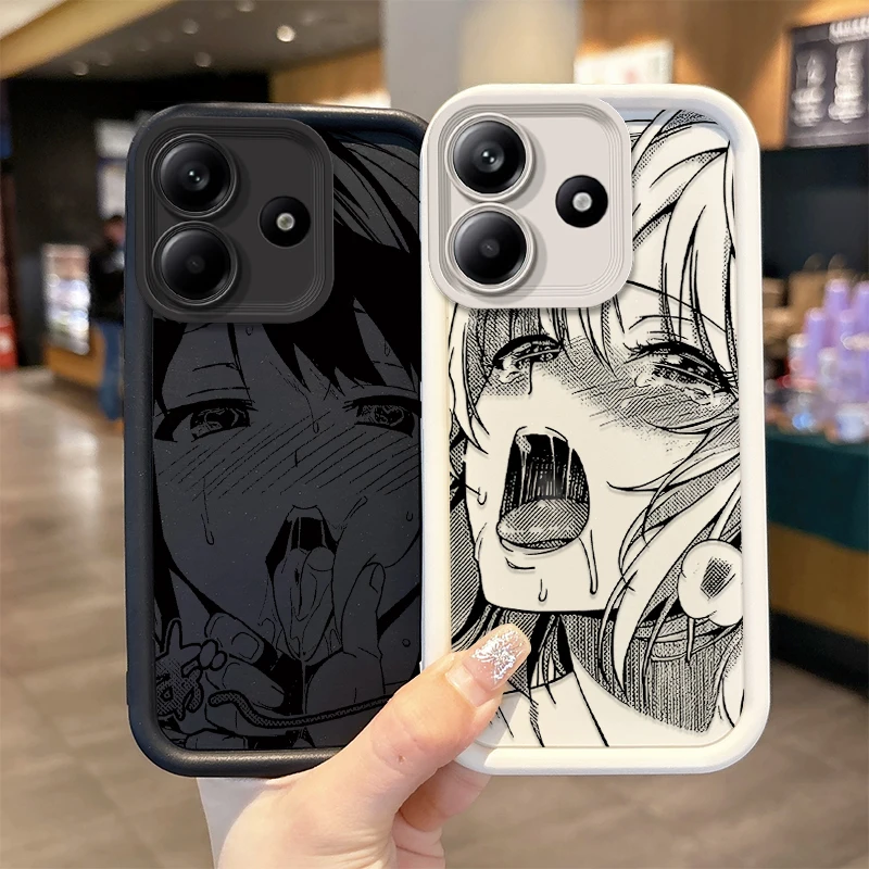 Japão menina emote caso para xiaomi redmi nota 14 13 12 11 10 pro plus 11s 10s 14c 13c 12c 10c a3 a3x a2 a1 4g 5g capa de silicone