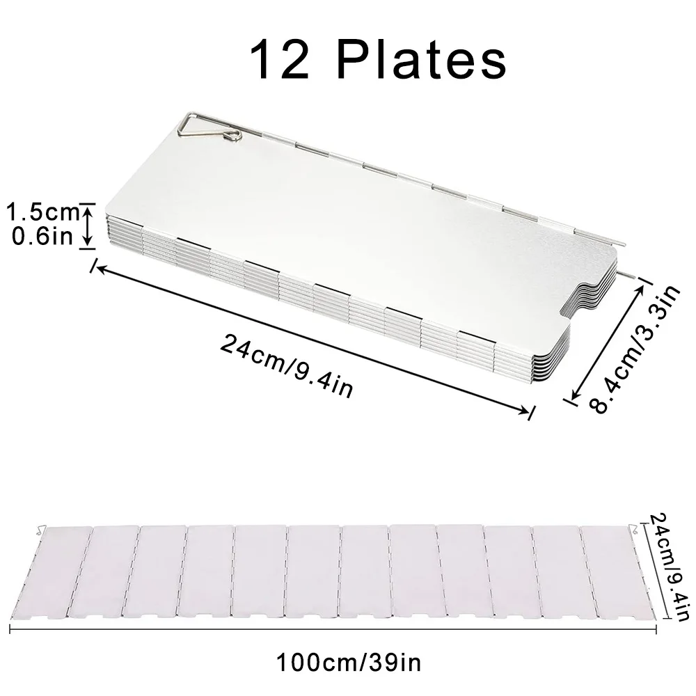 Parabrisas de aluminio de 8-16 placas para estufa, protector contra el viento para camping al aire libre, equipo de cocina para pícnic, pantalla a prueba de viento