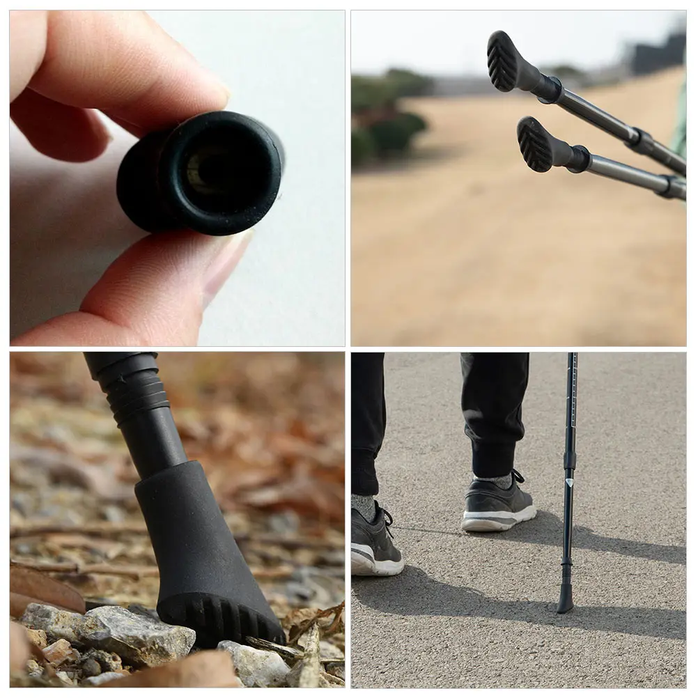 

5 pcs Trekking Poles Rubber Tips Durable Lightweight Hiking Accessories Walking Stick Feet Protector Outdoor Camping Gear