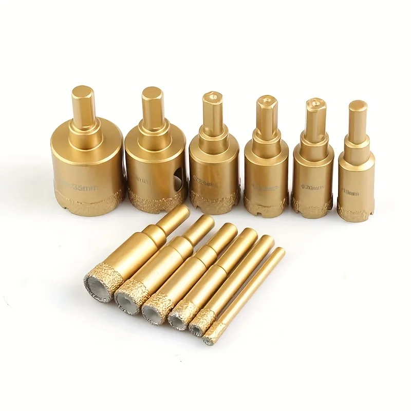 12pcs Diamond Drill Bit Set for Glass, Marble & Stone - 6-35mm Hole Saw Kit with Hand Tools, Granite, Tile, Ceramic