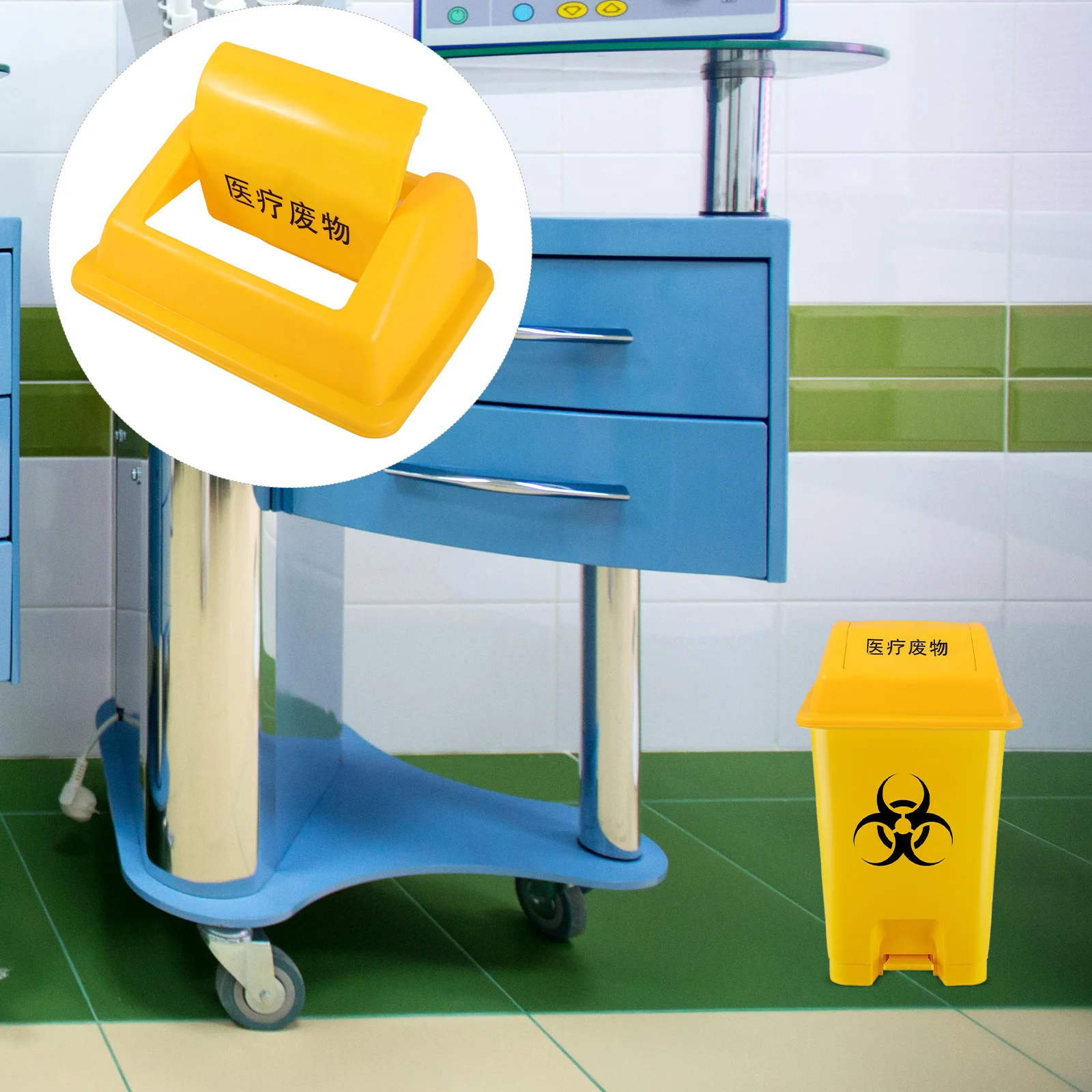 

10L Yellow Swing Top Trash Can Lid 27x19cm Heavy Duty Plastic Waste Bin Cover Outdoor Large Garbage Container Replacement Fits