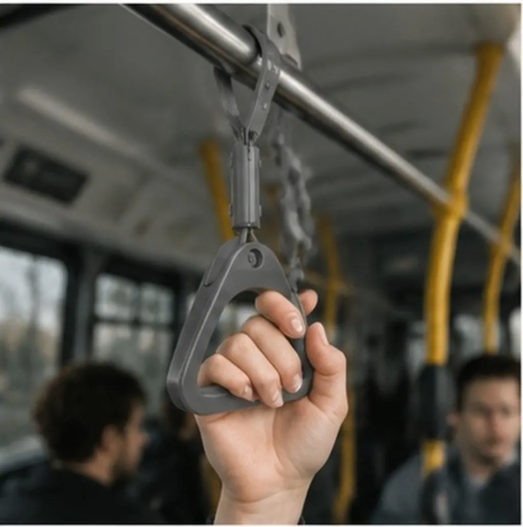 2Pcs Gray Triangle Hand Straps Adjustable Plastic Handles for Subway Elderly Disabled Assist Standing Aid Safety Support