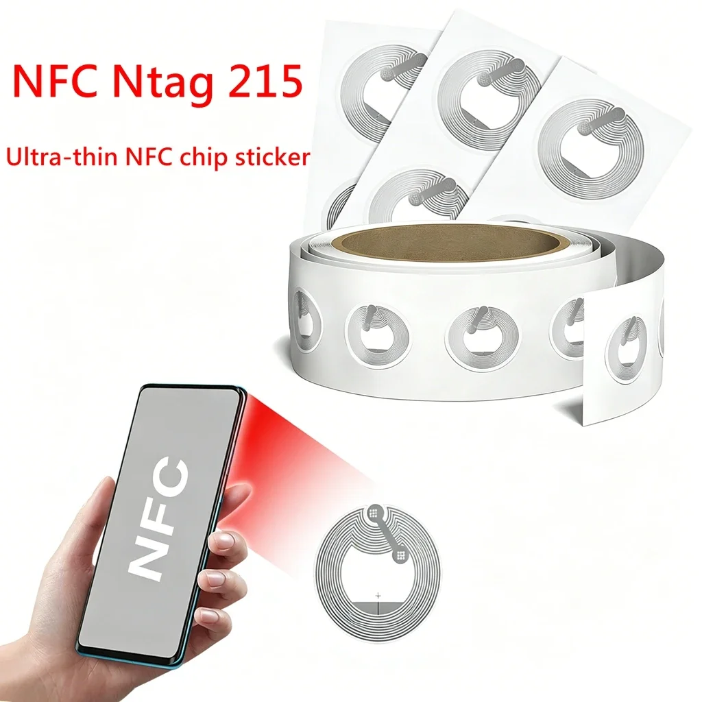 

13.56MHz NTAG215 NFC Tag Stickers ISO14443A Self Adhesive RFID Labels Compatible All NFC Enabled Phones Rewritable NFC Sticker