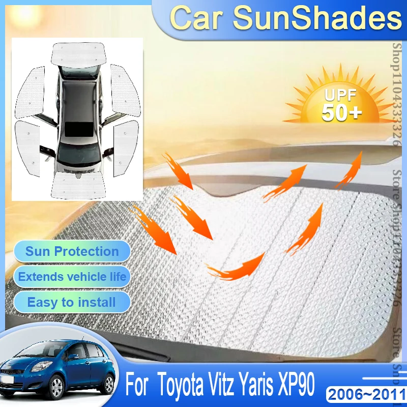 

For Toyota Vitz Yaris XP90 2006~2011 MK2 Car Full Coverage Sunshades Windows Windshield Sunscreen Visor Protector Accessories