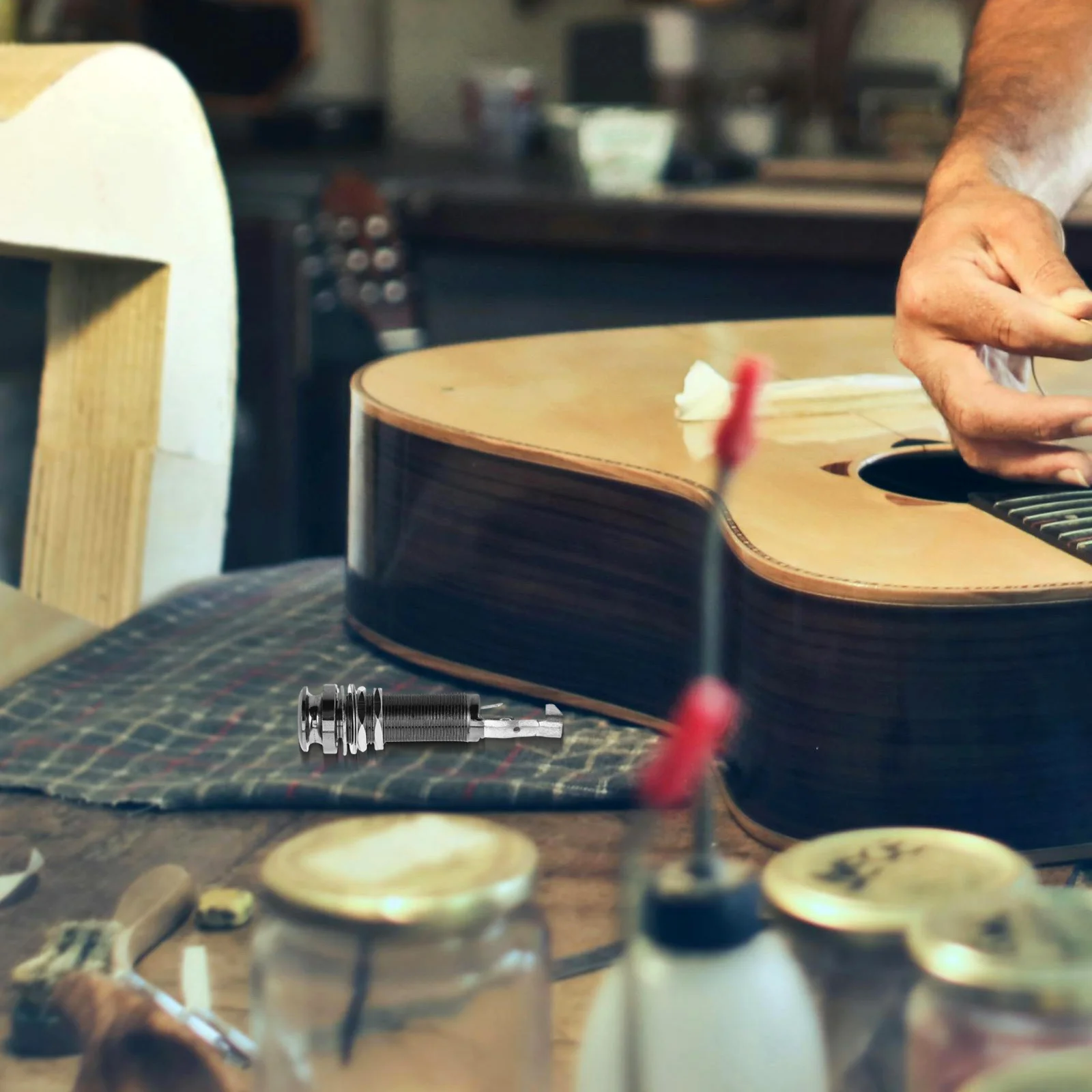 

Guitar Endpin Jack 6.35Mm Output Input Audio Connector For Electric Acoustic Guitar Bass Replacement Flush Mount Socket Metal