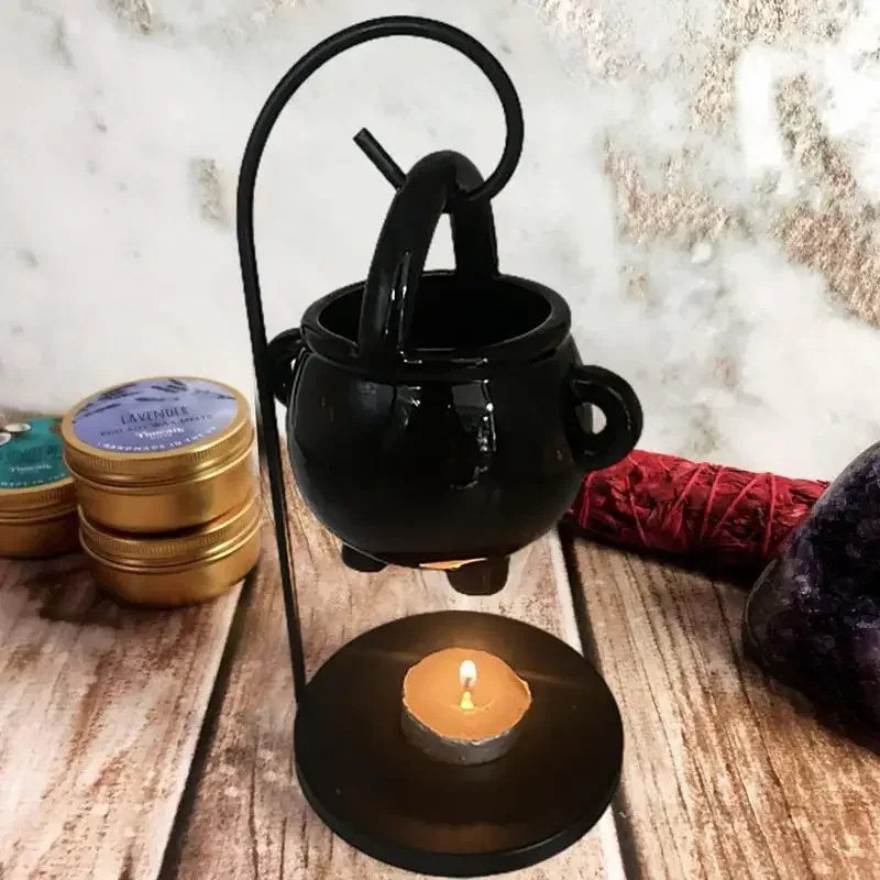 Hanging Cauldron Wax Burner Tealight Candle Holder Oil Burner Witches Witchcraft Home Yoga Room Meditation Halloween Decor