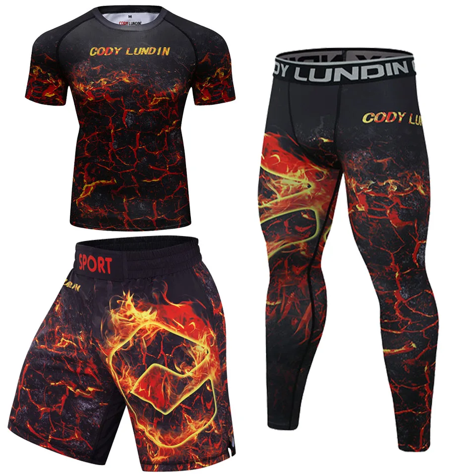 Jiu Jitsu T-Shirt + Broek Pak Fitness Mma Short Bjj Rashguard Voor Mannen Boksen Gym Mma Rash Guard Fightwear Sportsuit Boxeo