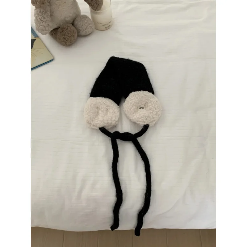 ที่ปิดหูขนปุยสีสันสไตล์เกาหลีสำหรับผู้หญิง ป้องกันหูจากความหนาวในฤดูหนาว เหมาะสำหรับขี่จักรยาน มีเชือกผูก ปิดหูได้ ที่คาดผมอุ่นๆ