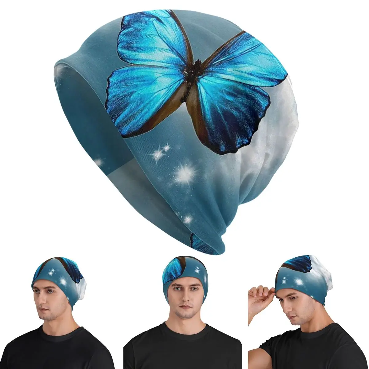 

Красивая бабочка с цветами для мужчин и женщин, шапки для взрослых, вязаная шапка с капюшоном, теплая модная осенне-зимняя уличная шапка Skullies