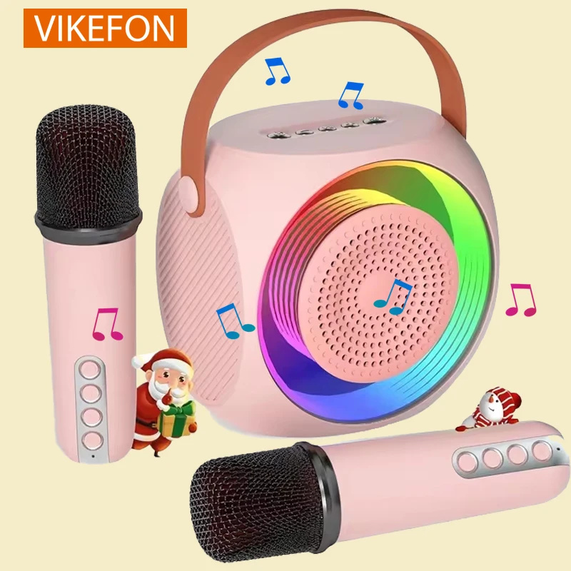 

VIKEFON Mini Karaoke Speakers RGB Light Wireless Microphone Bluetooth Speakers Portable Singing Machines A Great Birthday Gifts