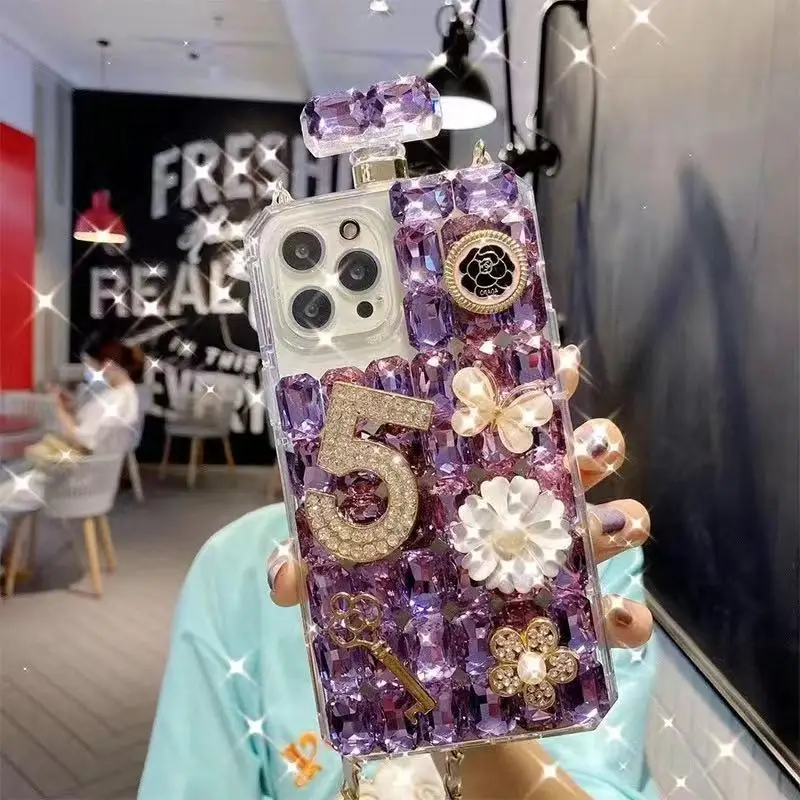 

Luxury Daimond Glitter Case For Samsung Galaxy S25 S24 S23 S22 S21 S20 Note 20 10 S10 Plus Ultra Bling Perfume Bottle Case