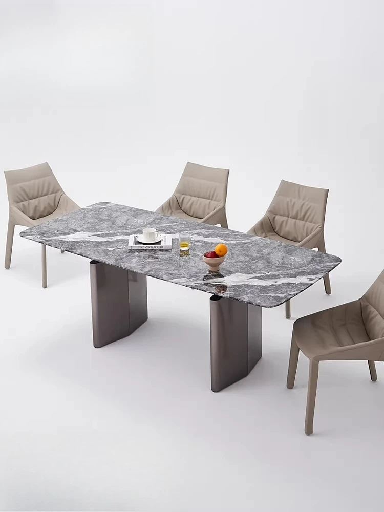 Italian minimalist marble dining table rectangular 1.8 meters, household high-end dining table designer model